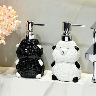 Cute Little Sheep Ceramic Hand Wash Liquid Bottle Toilet Shower Gel Detergent Press Lotion Bottle Shower Shampoo Dispenser