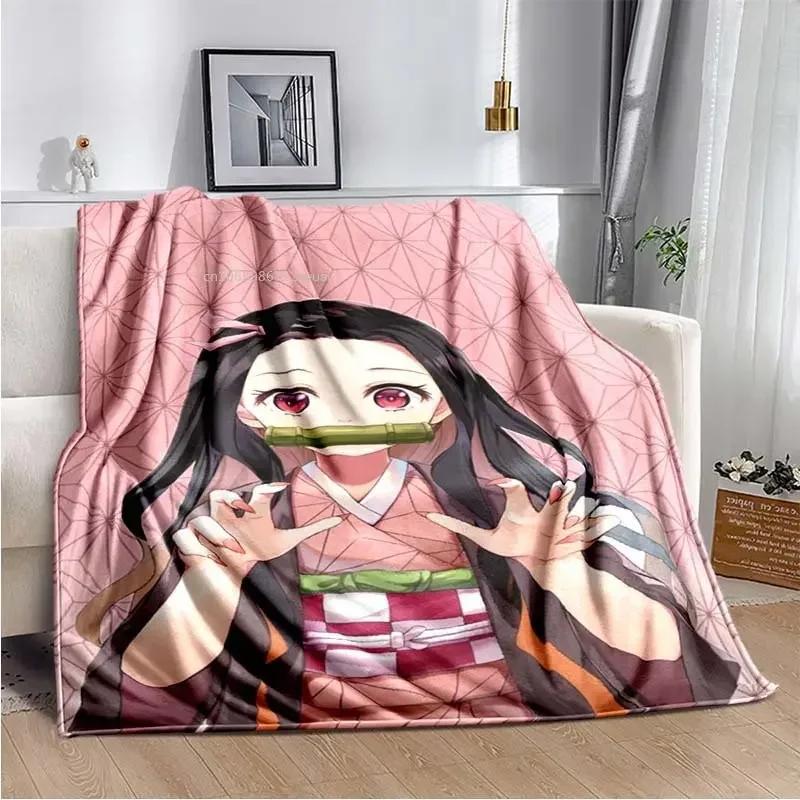 Anime Demon Slayer Kimetsu no Yaiba Fleece Blanket Nezuko Kamado Tanjiro Kamado Soft Bedding Bedspread Sofa Warming Cover