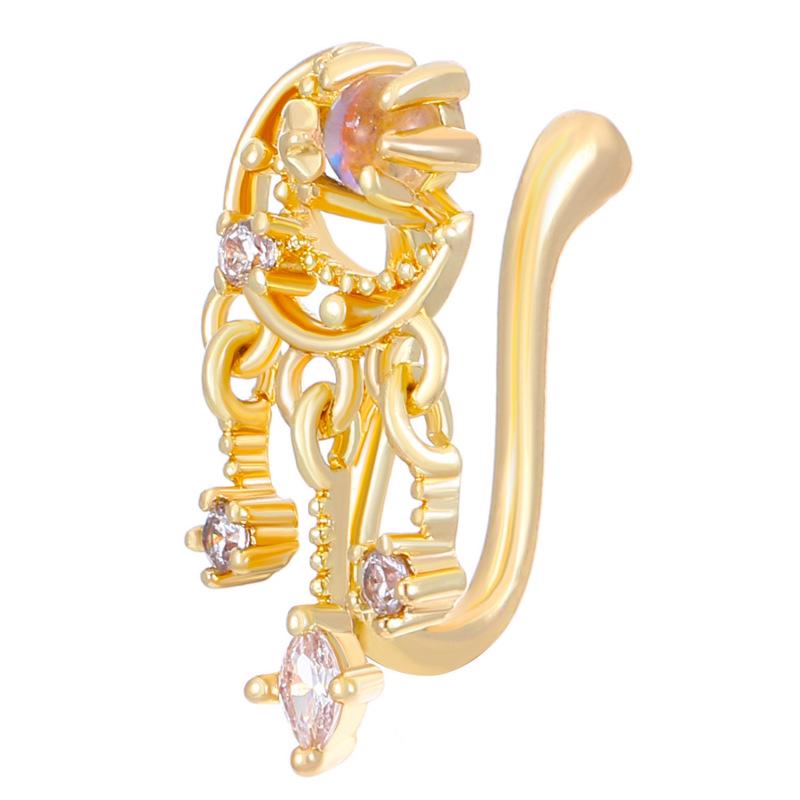 Trendy U-Shaped Copper Zircon Nose Ring - No Piercing Required