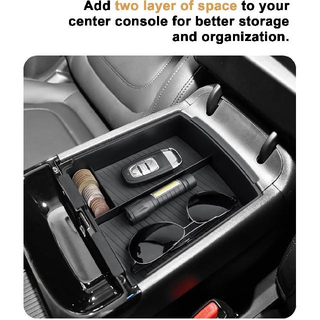 ECOZEN Double-Layer Center Console Organizer For 2025-2026 Hyundai Tucson(Limited)/2025-2026 Tucson Hybrid/Tucson Plug-In Hybrid Armrest Organizer -