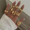 7Pcs/Set Geometric Bow Knot Starfish Rings for Women Men Personalized Punk Lava Finger Joint Rings Set Party Jewelry Accessories
