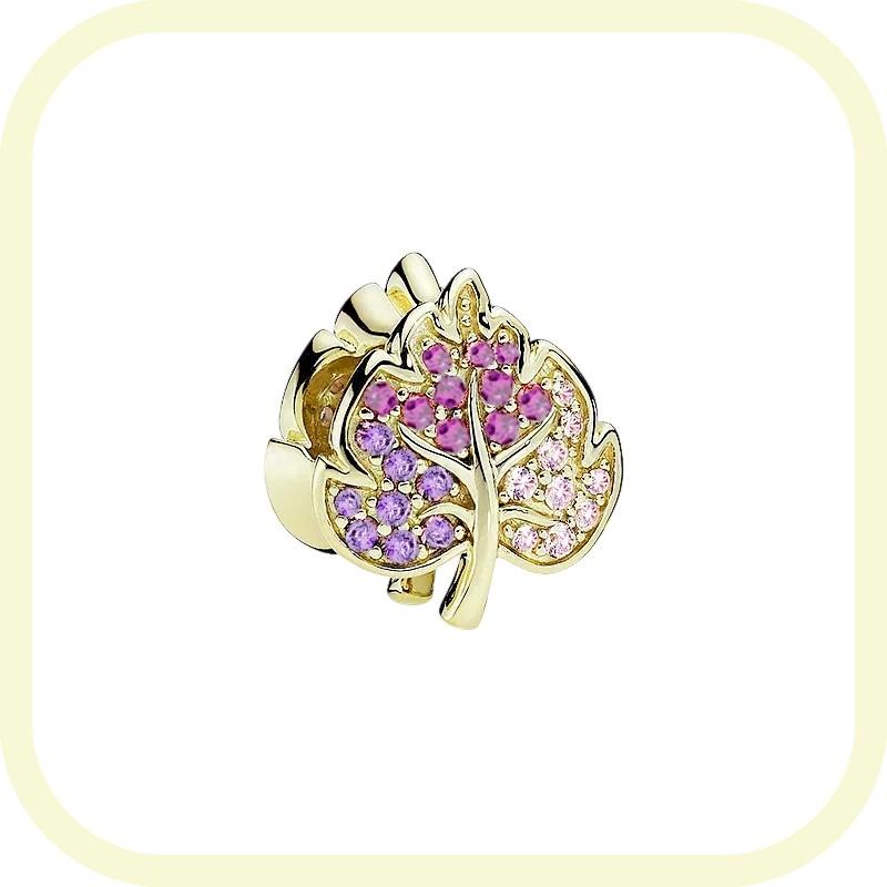 New Golden Flowers Collection Charm Bead Lucky Shamrock Rose in Bloom Daisy Flower Safety Chain Compatible With Authentic Bracelets Do It Yourself Jew