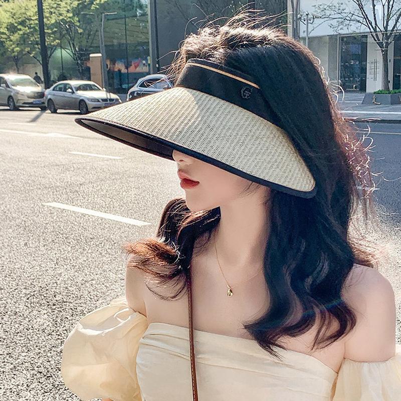 Large brimmed summer cycling empty top sun protection women's sun hat sun protection widened foldable storage