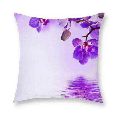 Colorful Orchid Printed Pattern Square Polyester Cushion Cover for Home Living Room Sofa Bedroom Decoration Pillowcase X