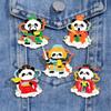 Chinese Style Alloy Enamel Brooch, Five Gods of Wealth Cartoon Pattern, New Year Chinese New Year Decorative Lapel Pin Badge for Gift
