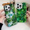 Plantes d'été Feuille Verte Coque de Téléphone antichoc pour iPhone 17 Air 16 16E 15 Pro Max 14 Plus 13 Mini 12 Coque Arrière Anti-Chute Funda