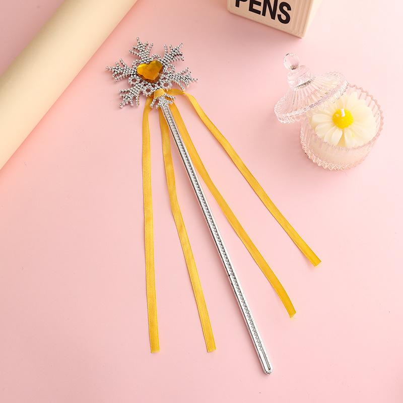 Girls Princess Crown Headband Bow Hair Accessories Snowflake Ribbon Magic Wand Set for Kids Birthday Party Dress Up