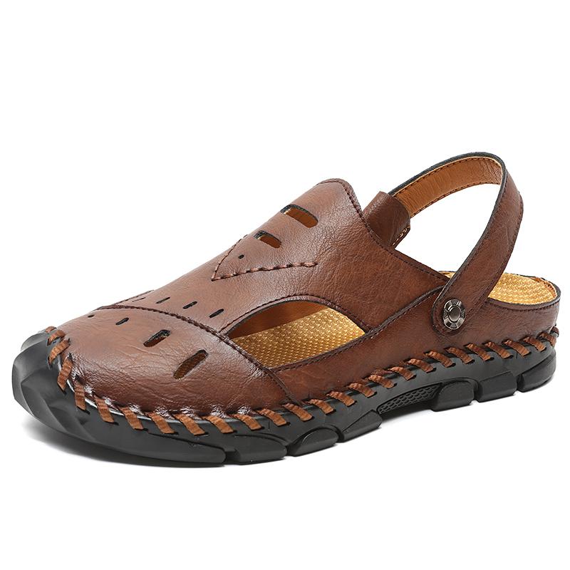 Men Retro Slippers Outdoor Summer Clogs Brown Hiking Sandals Black Beach Shoes Plus Size 46 47