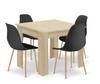 Set: Np Table 80X80Cm Sonoma Oak + 4 Wat Chairs Black / Natural Legs