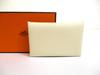 Authentic Cream Veau Epson Leather Card Case Card Holder Calvi #b231 Open Box