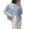 Women's 90% White Duck Down Lightweight Round Neck Jacket, Collarless, Solid Color, Warm & Simple Short Coat for Autumn/Winter.