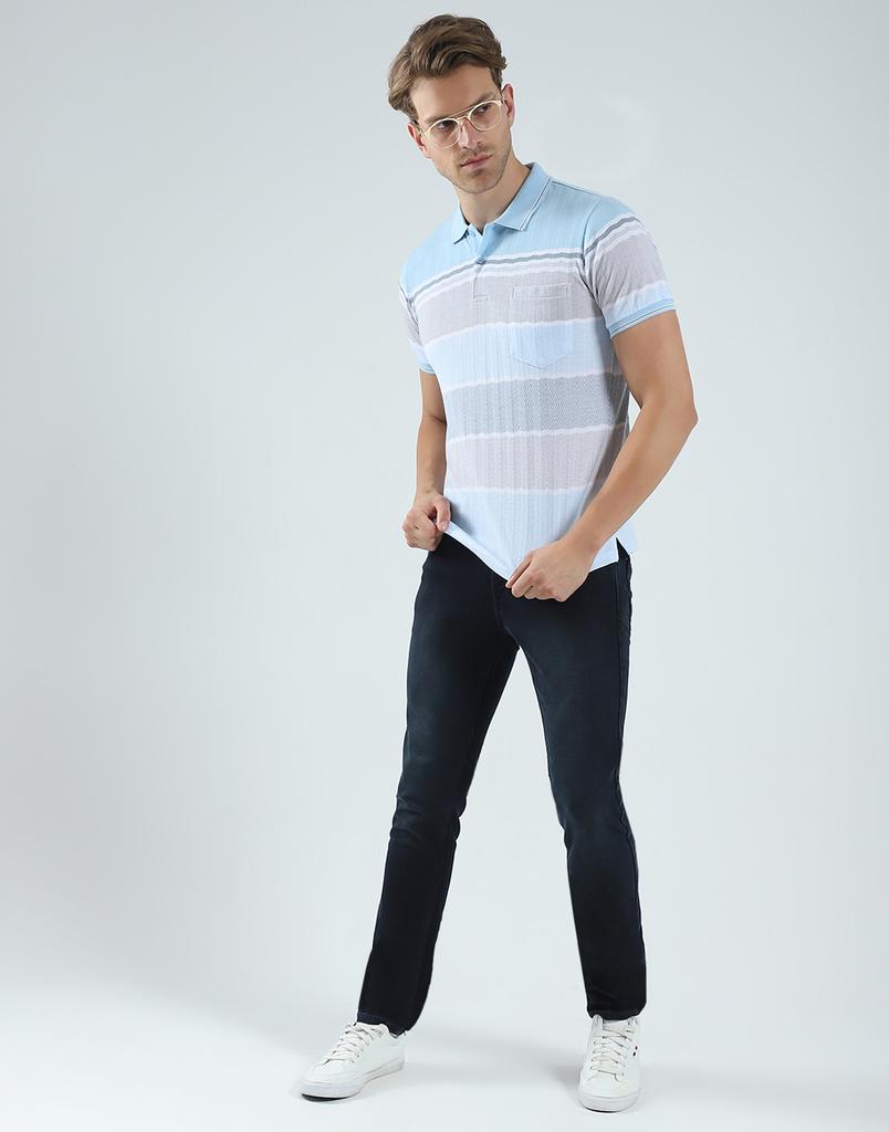 Monte Carlo Mens Striped Collar Neck T-Shirt
