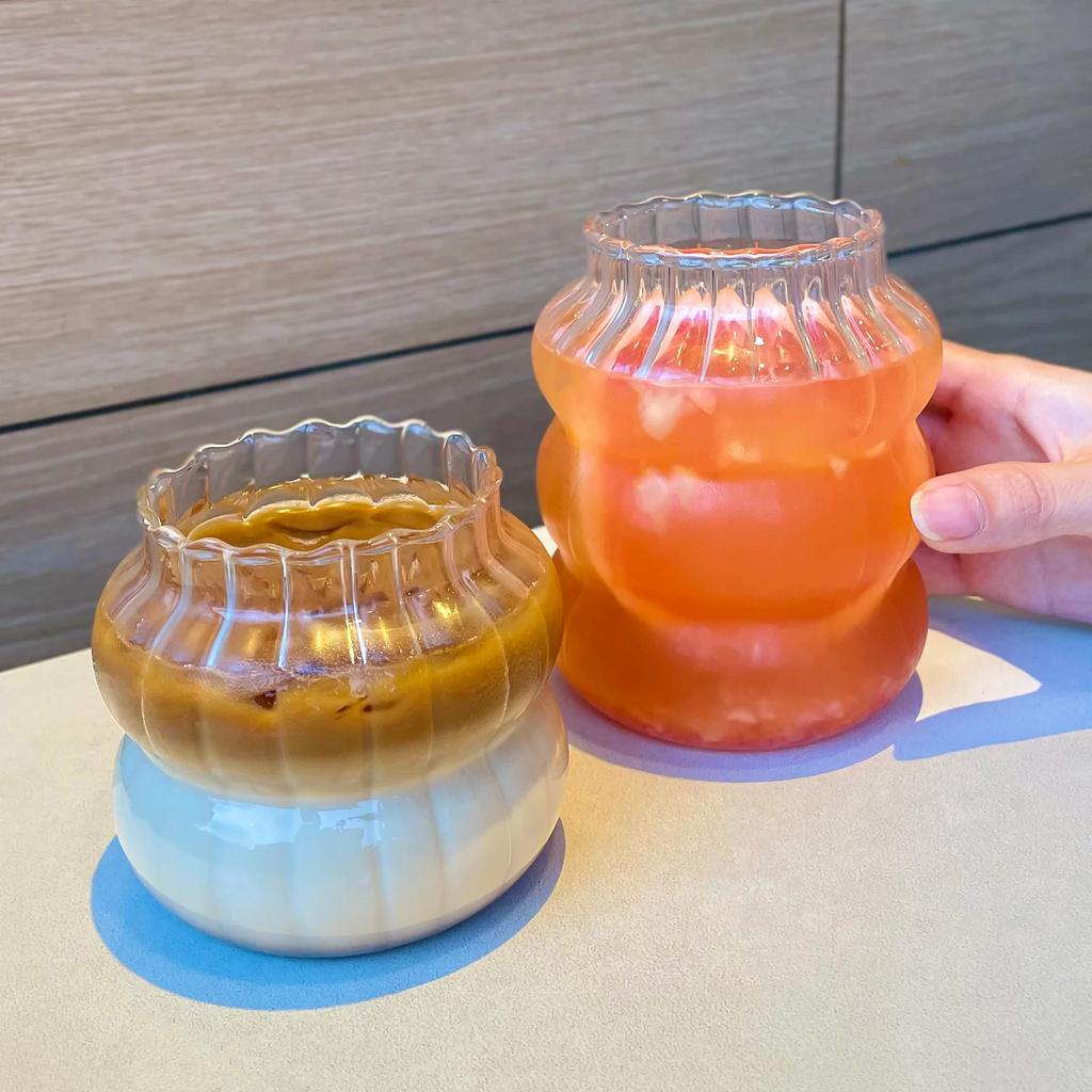 1pc-Caterpillar Cup, Chubby and Chubby Glass Cup, Fruit Tea Cup, Large Capacity Cold Drink Cup, Coffee Cup