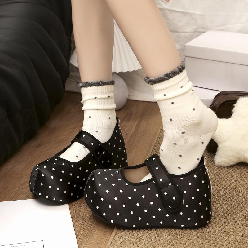 Mary Jane single shoes women's small giant spring summer muffin new retro polka dot Birkenstocks have good-looking thick soles