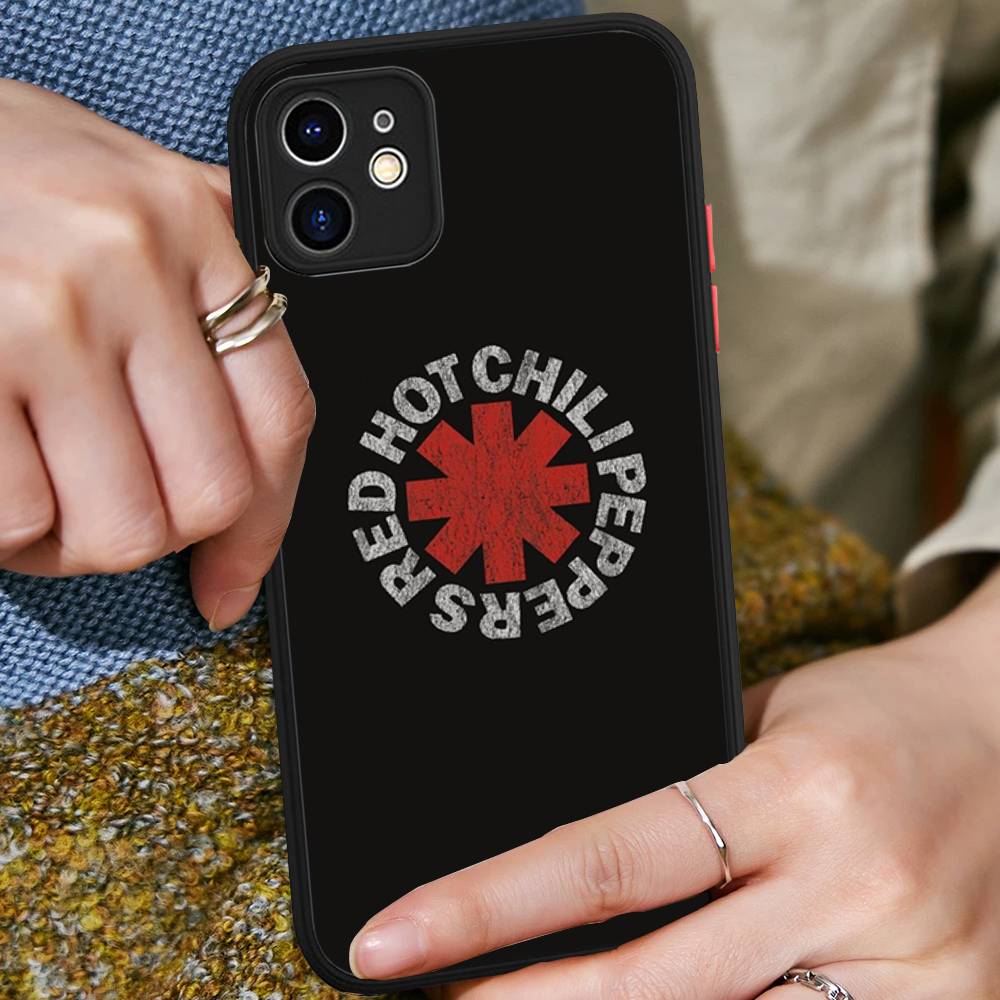 

R-Red H-Hot C-Chili P-Peppers For iPhone 11 12 13 14 15 16 Pro Max Plus X XS MAX Shockproof Matte Back Cover iphone 14 pro