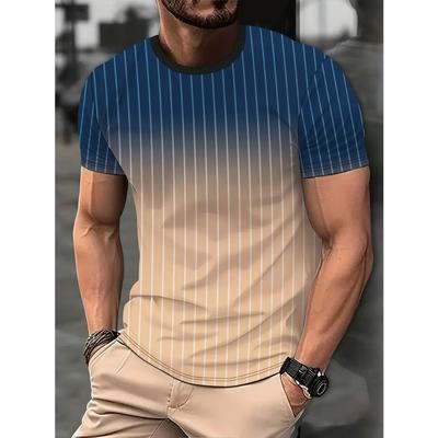 Printing Summer Men's Round Neck T-shirts, Casual Short Sleeves, Fashionable Streetwear Trends, Men's Tops