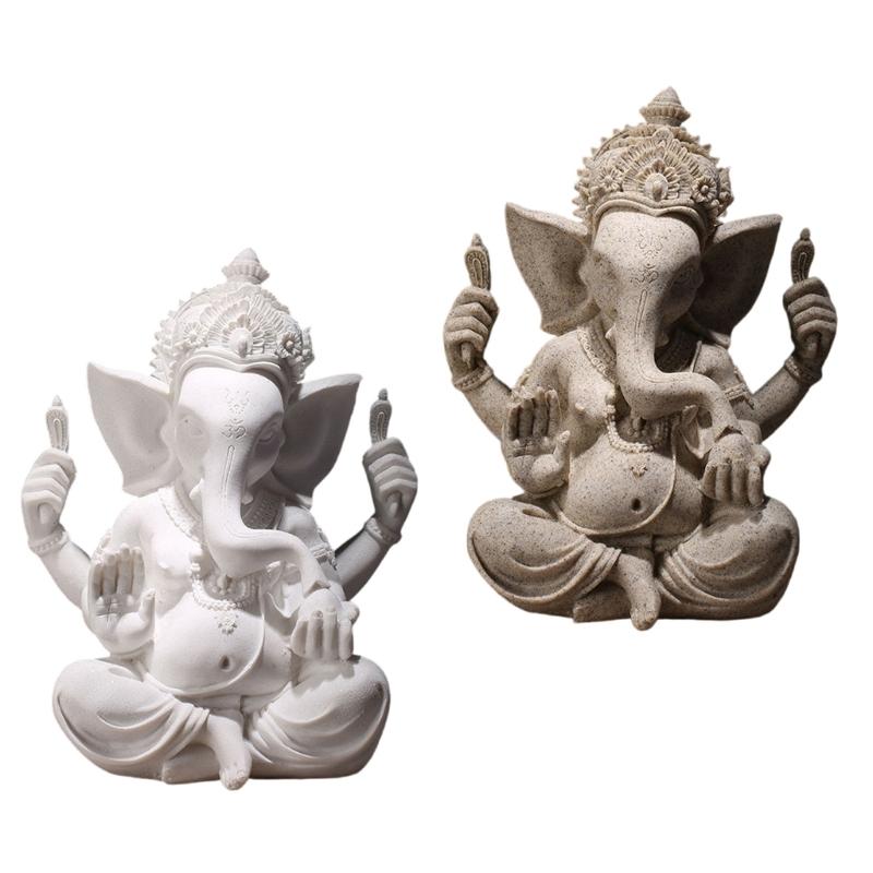Handmade Sandstone Ganeshas Buddhas Elephant Statue Figurine for Home and Office Decoration