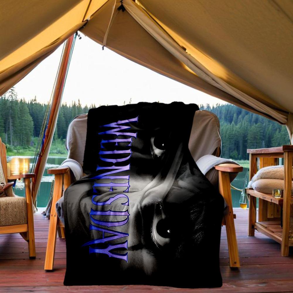 1pc Wednesday Addams Outdoor Blanket Lightweight Flannel, Soft & Warm, All-Season Use for Sofa, Outdoor, Camping, Living Room019