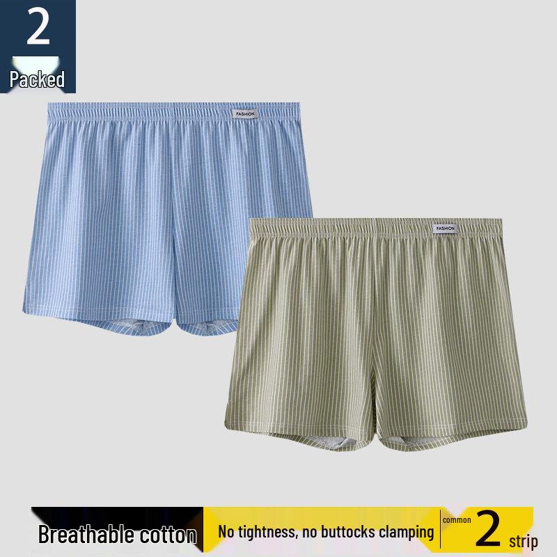 Herre Bomull Pustende Stripete Boksershorts - Løs Passform, Pluss Størrelse Sportsundertøy