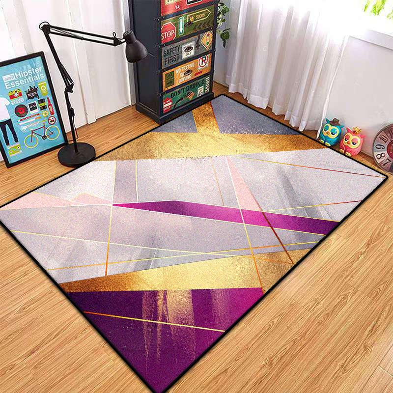 Modern Geometric Flannel Carpet Living Room High-end Luxury Hairless Tea Table Rug Bedroom Anti-slip Large Area Mat Cloakroom