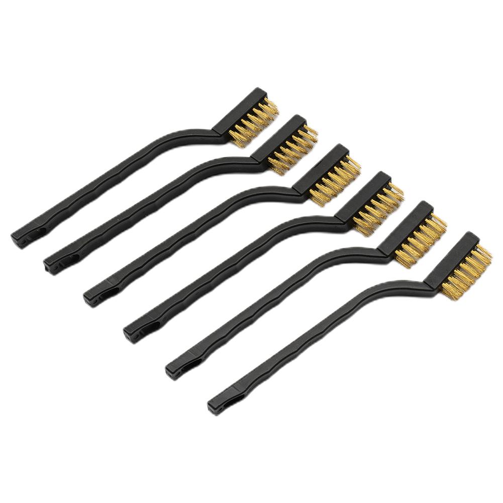 6 Pieces Brass Wire Brush Set for Cleaning Welding Slag and Rust