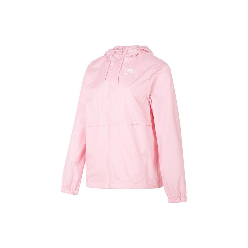 Nike Solid Logo Sports Casual Løs Miljøvennlig Vindtett Vannavvisende Lett Vevd Hettejakke Damejakker Dusrosa DM6180-690