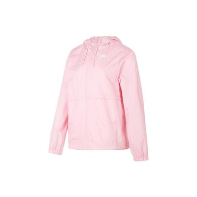Solid Logo Sports Casual Loose Eco-Friendly Windproof Water-Repellent Lightweight Woven Hooded Jacket Women Jackets Soft-Pink DM6180-690