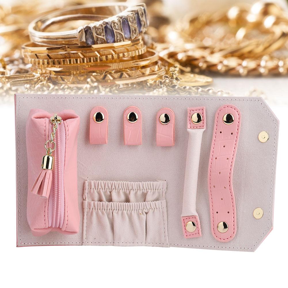 Elegante PU-Leder Tragbare Schmuckaufbewahrungs-Rolltasche Organizer für Reisen