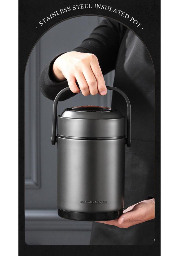 Winter Stainless Steel Insulated Multi-layer Lunch Box - Portable, Large Capacity, Keeps Food Hot for 24 Hours, Perfect for Home or Office.