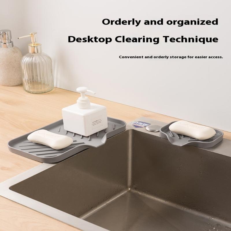 1 st Diskho Silikonbricka med Avlopp Tvål Svamp Förvaringshållare Diskho Skrubborste Tvålförvaringsställ