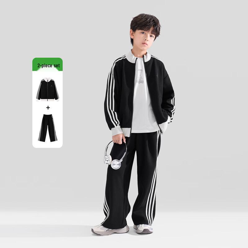 Trendy Boys' Waffle Knit Stand-Collar Sweatshirt Set