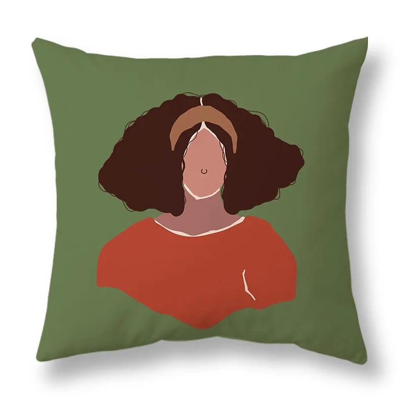 45x45cm Nordic Green Leaf abstract geometric embrace pillowcase Comfortable sofa Office Seat cushion cover Home decor Pillowcase