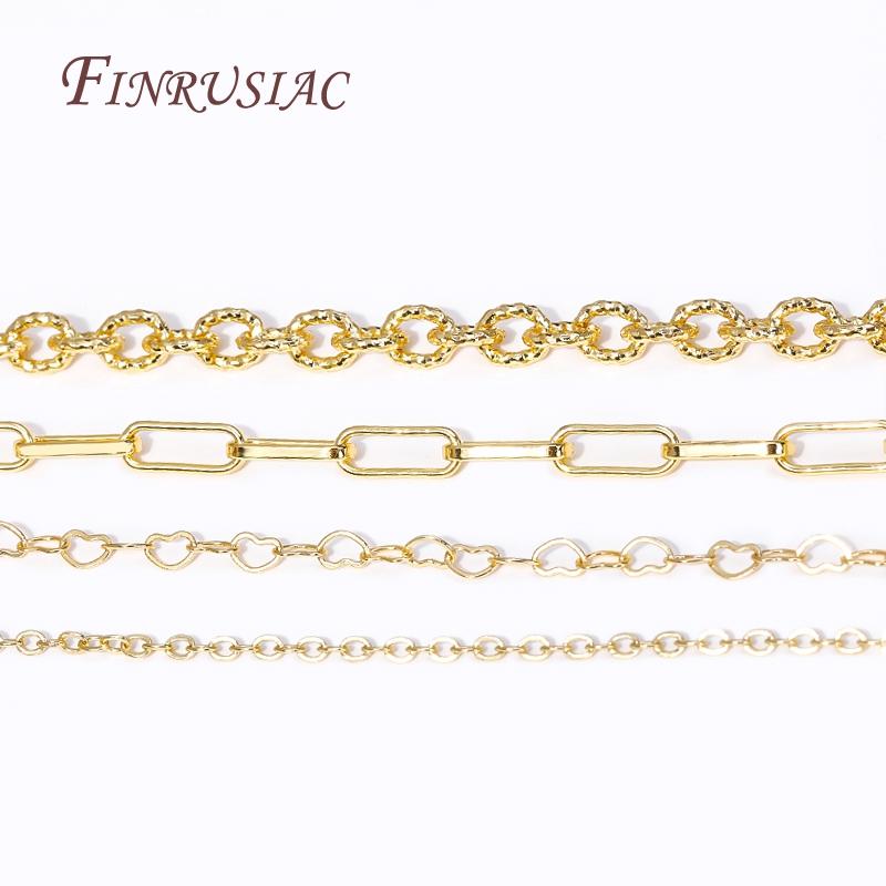 4 Styles 18K Gold Plated Bulk Metal Chains For Making Bracelet Necklace,High Quality Spool Chains DIY Jewelry Findings Wholesale