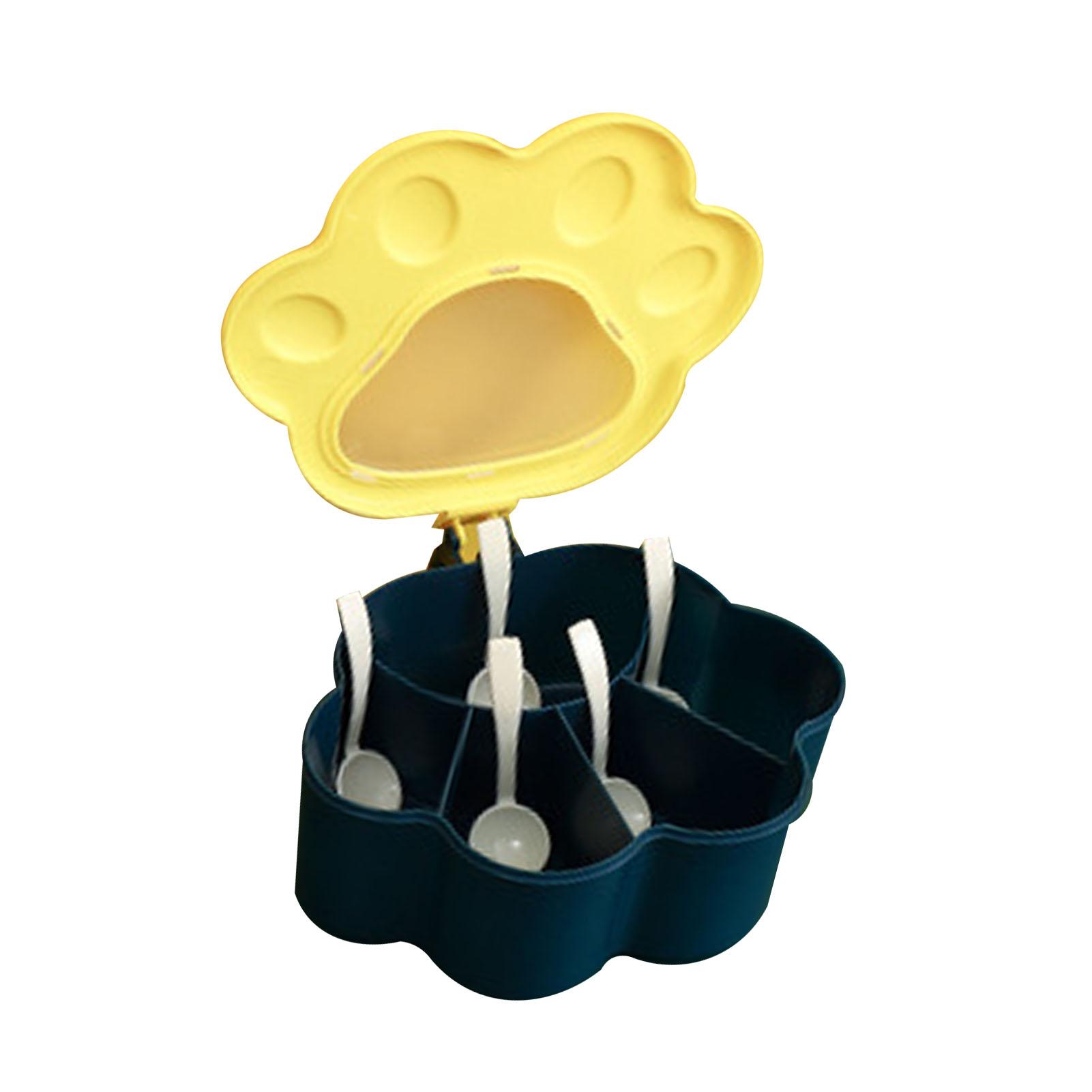 

Seasoning Pot Cat Claw Lid 5 Grids Stylish Versatile Rugged Seasoning Box with Spoons for Kitchen