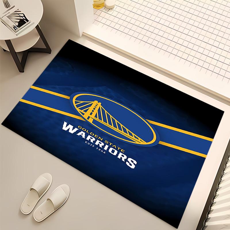 1ks Koberec s potiskem loga Golden State Warriors - Měkký, Omyvatelný, Protiskluzový vnitřní koberec, Dekorativní koberec do obývacího pokoje, Domácí kanceláře, Kancelářský dekorativní