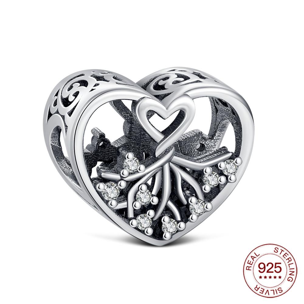 Copper Heart Series Beaded Family Lover Charms Jewelry Making For Original Bracelet Women'S Fashion Jewelry Gifts