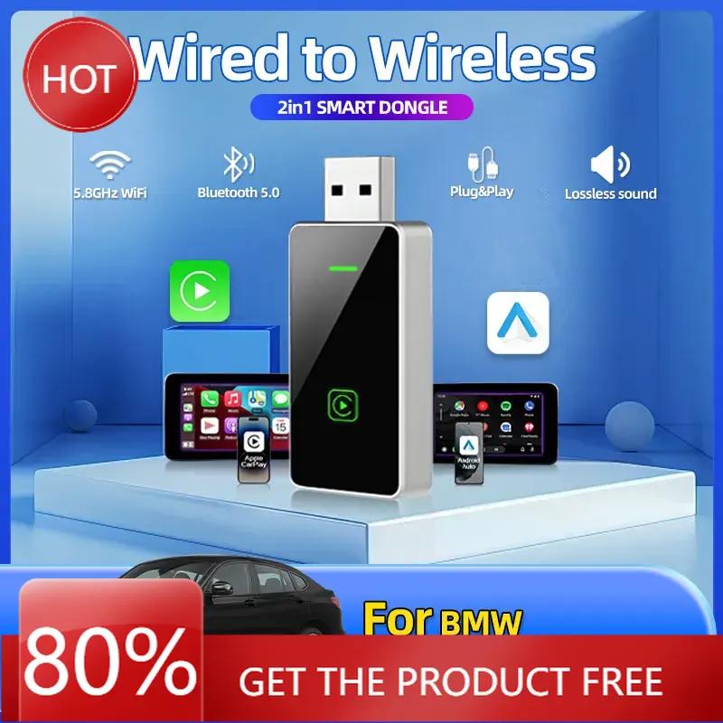 2025  Hot Carplay Wireless Adapter Android Auto 2in 1 Smart Dongle 2025 5G WIFI For iphone Android Phone For BMW X4 F26 G02