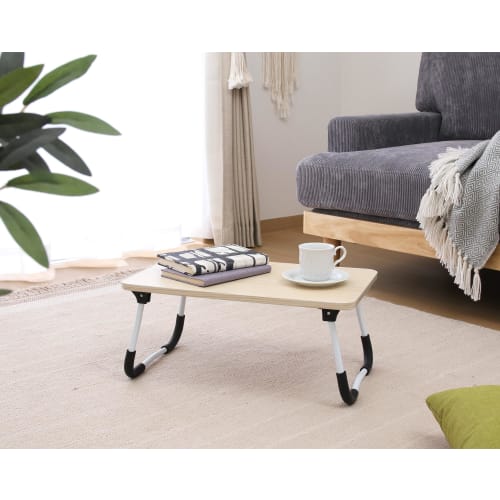 Fuji Boeki Mini Table, 51.5cm Wide x 30cm Deep x 21cm High, Natural Wood Grain, Foldable, Lightweight, Suitable for Sofas and Beds, Non-Slip, 28602
