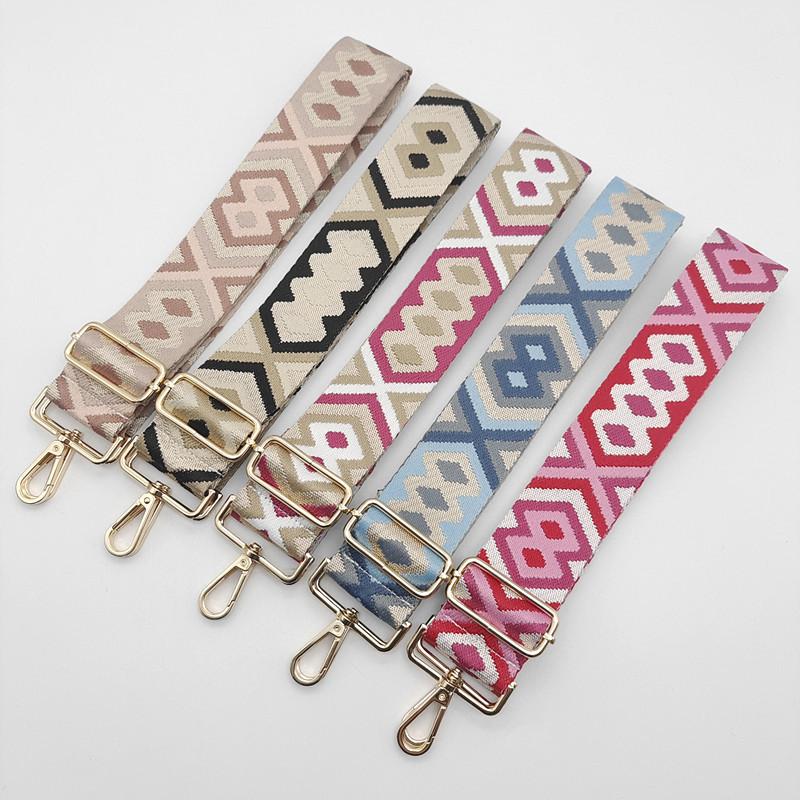 New Rhombus Canvas Widened Bag Strap Telescopic Adjustment Length Bag Strap Accessories Single Shoulder Crossbody Shoulder Strap