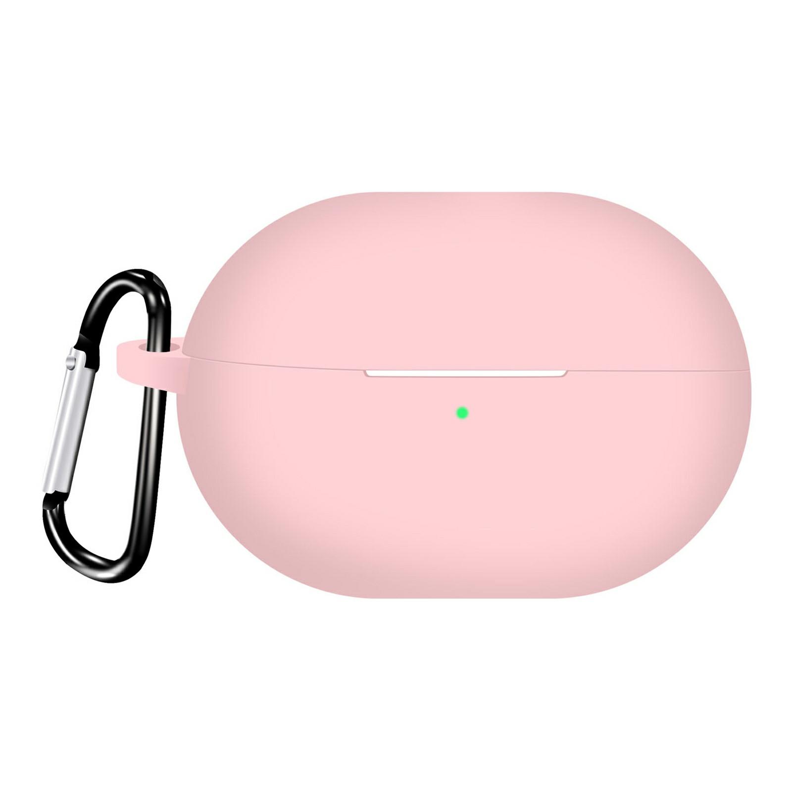 

For Huawei FreeBuds Pro 4 Protective Case Bluetooth-Compatible Earbuds Silicone Cover with Hook Pink