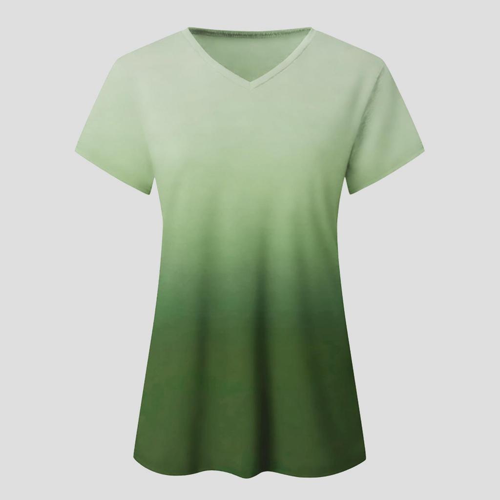 2021 Summer Tie-Dye V-Neck Short Sleeve Women's Trendy T-Shirt