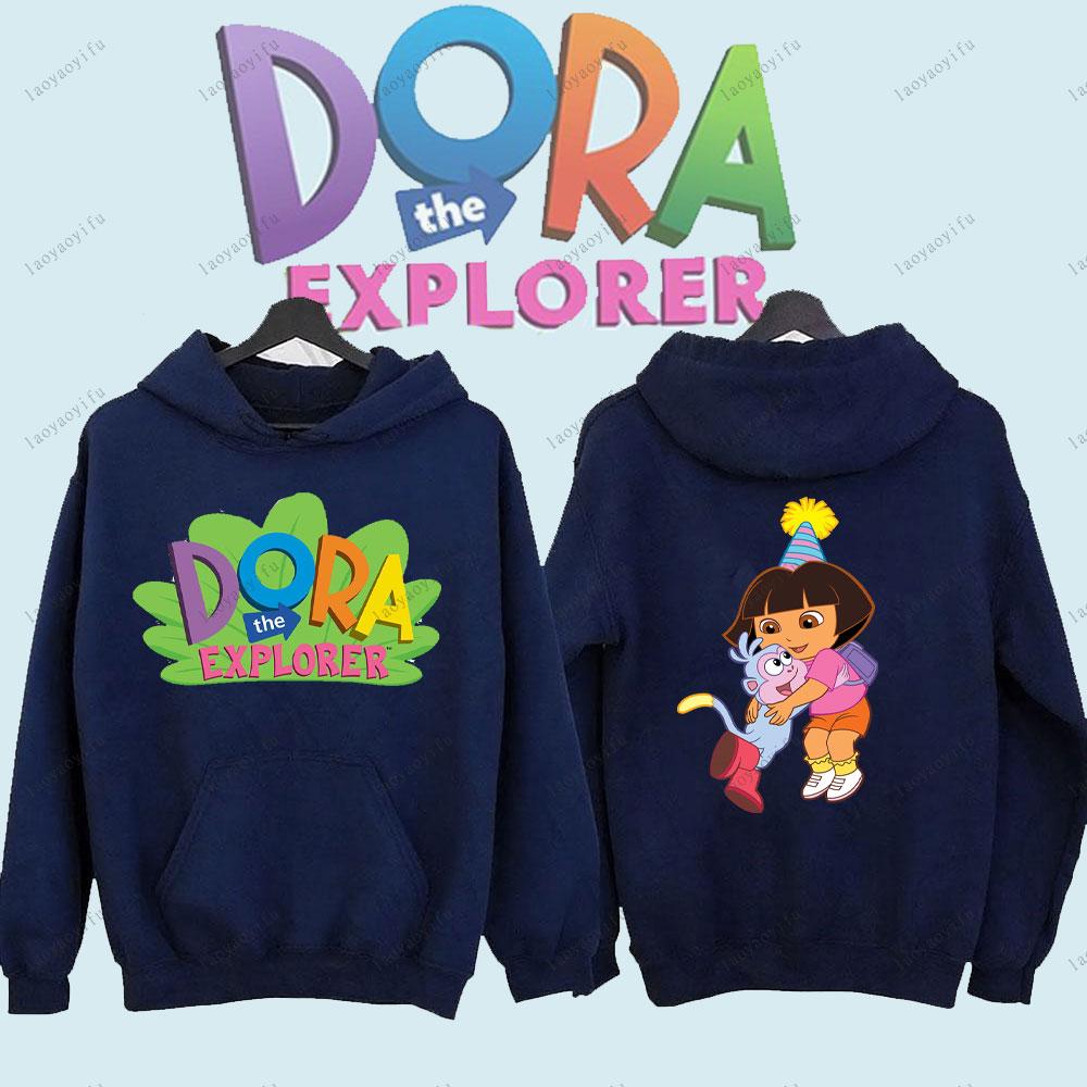 Dora The Explorer Cute Anime Cartoon Pullover Unisex Men's Sportswear for Autumn and Winter Tracksuit Streetwear Men