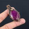 Lab-Created Ruby Gemstone Handmade Pure Copper Wire Wrapped Beautiful Jewelry Pendant