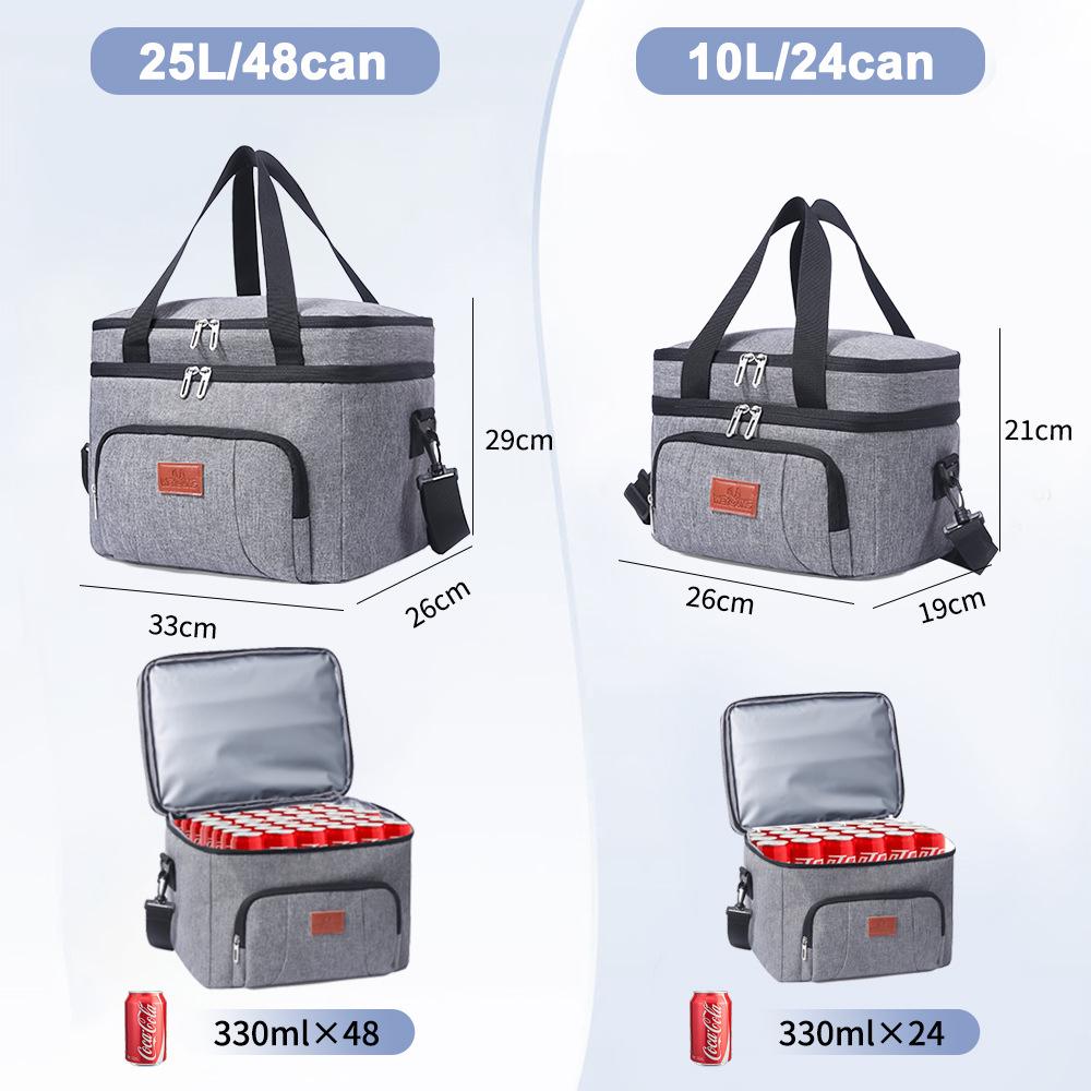 Extra-Large Double-Layer Insulated Picnic Bag - Thick, Waterproof, and Cold-Keeping Lunch Carrier with Ice Pack