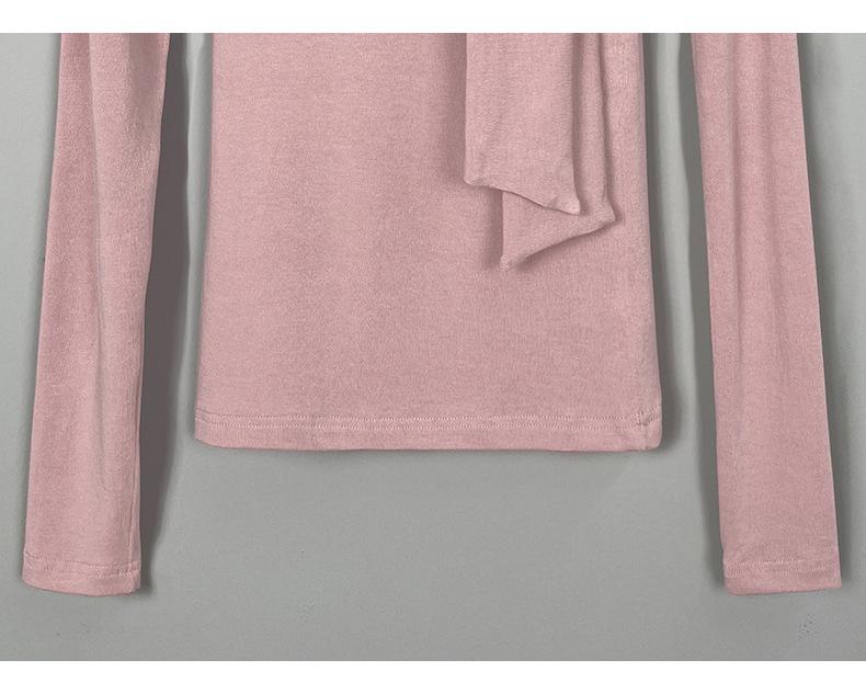 Korean Sexy Feminine Slim-Fit High-Neck Long-Sleeve Top for Women