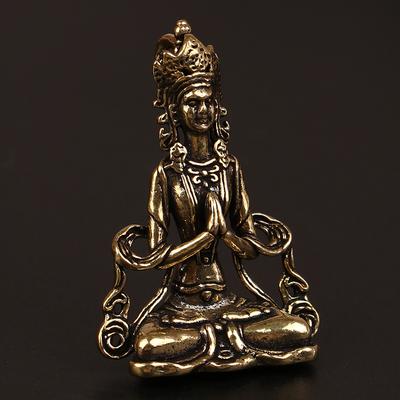 Retro Mini Copper Meditate Zen Buddhism Dzīvojamās istabas Budas ornamenta dekorēšana
