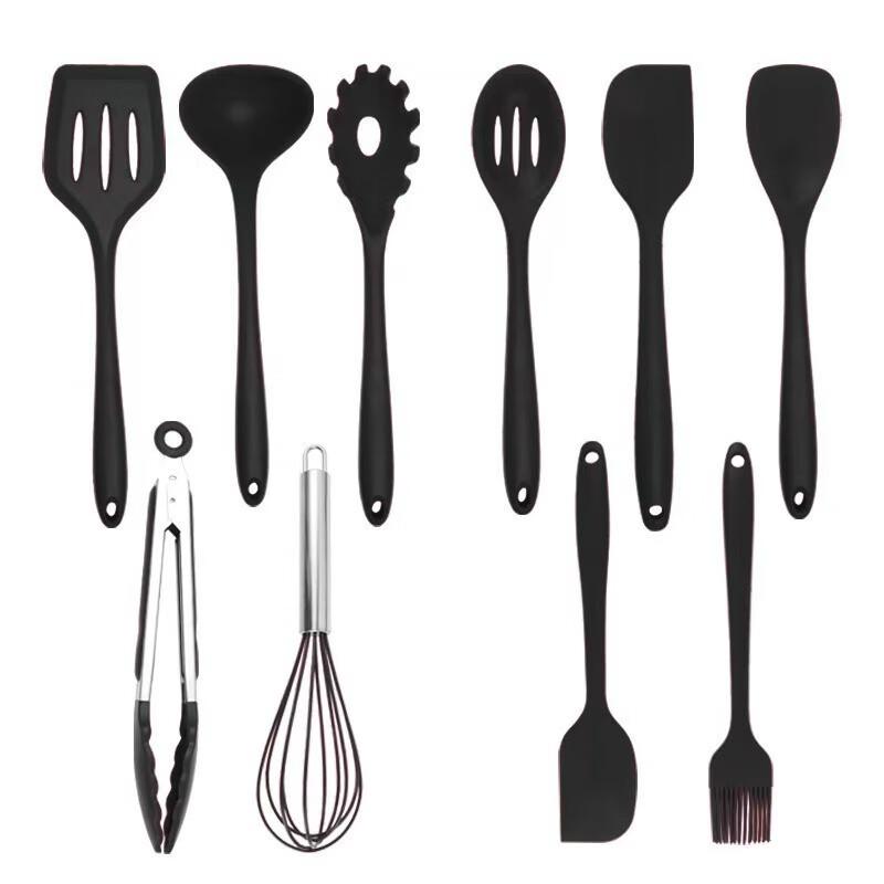 Black Silicone 10-Piece Kitchen Utensil Set