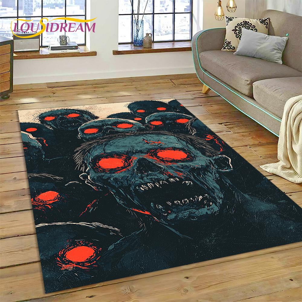 Style Gothic Horror Character Skull Ghost Spirit Carpet Rug for Bedroom Living Room Home Sofa Decoration, Decor Floor Mat
