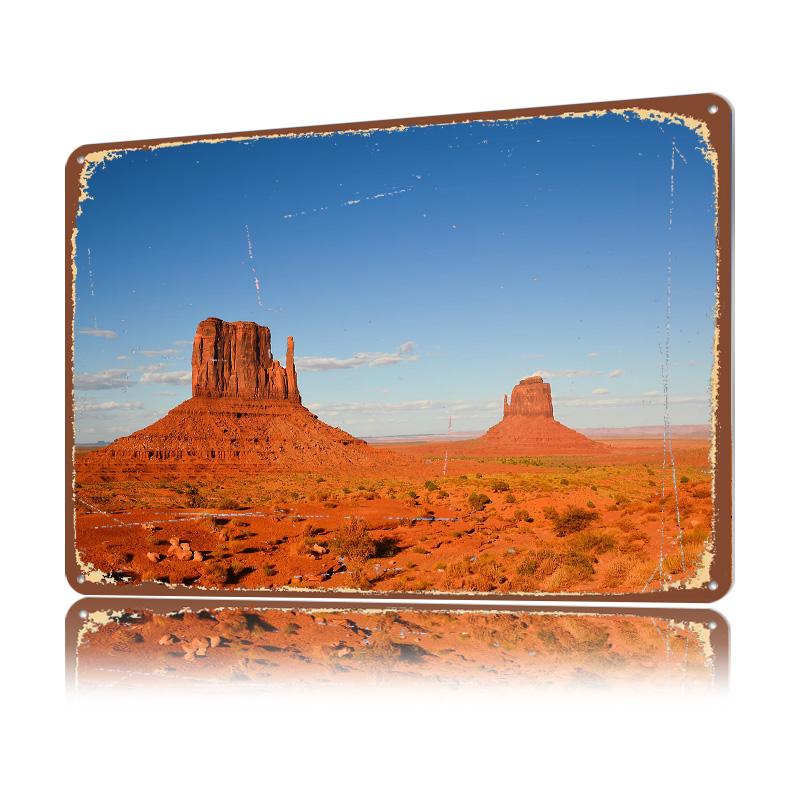 Monument Valley Landscape D Texture Printed Poster Custom Vintage Metal Tin Plate Sign for Wall Art Decoration Home Decor Items