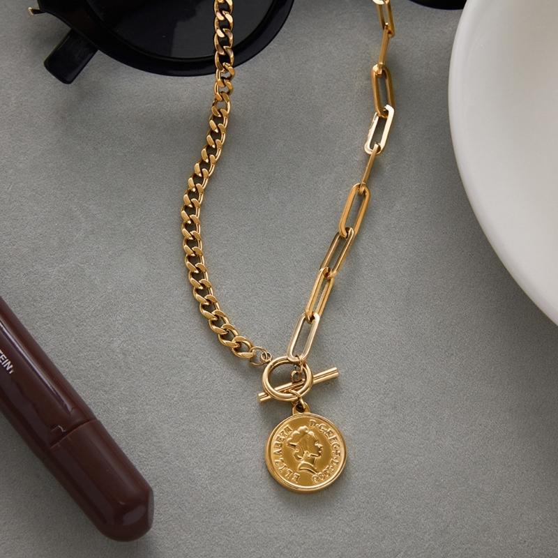 Classical Portrait Coin Pendant Necklace Stainless Steel For Versatile Everyday Wear And Special Occasions Gift